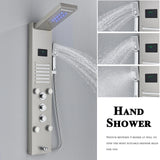 LED Shower Panel Tower Massage System Rain&Waterfall Jets Faucet Stainless Steel
