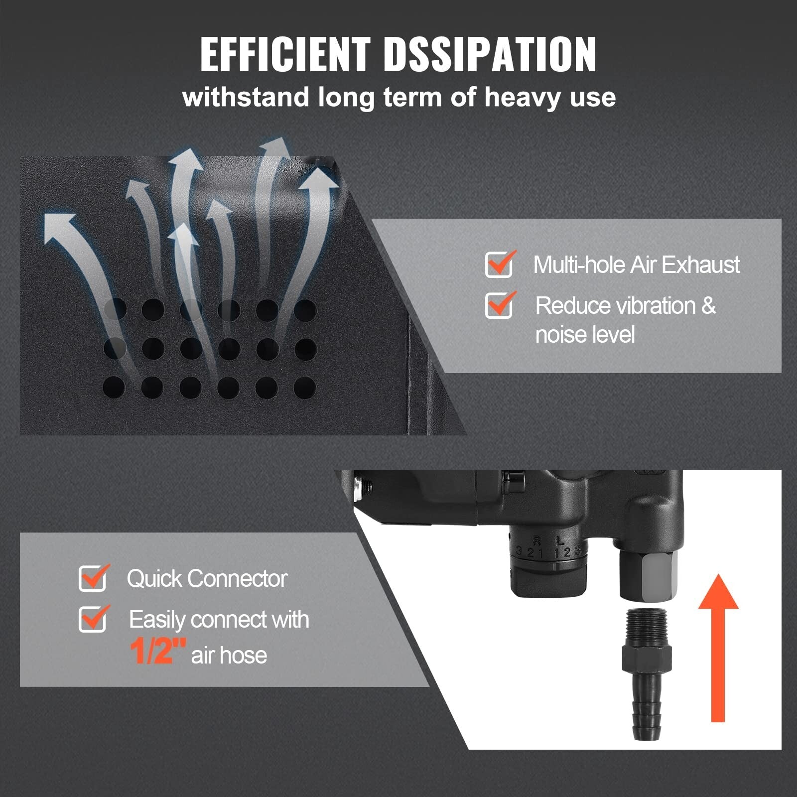 VEVOR 1 Inch Air Impact Wrench, Up to 2730 ft-lbs Reverse Torque Output 1" Pneum