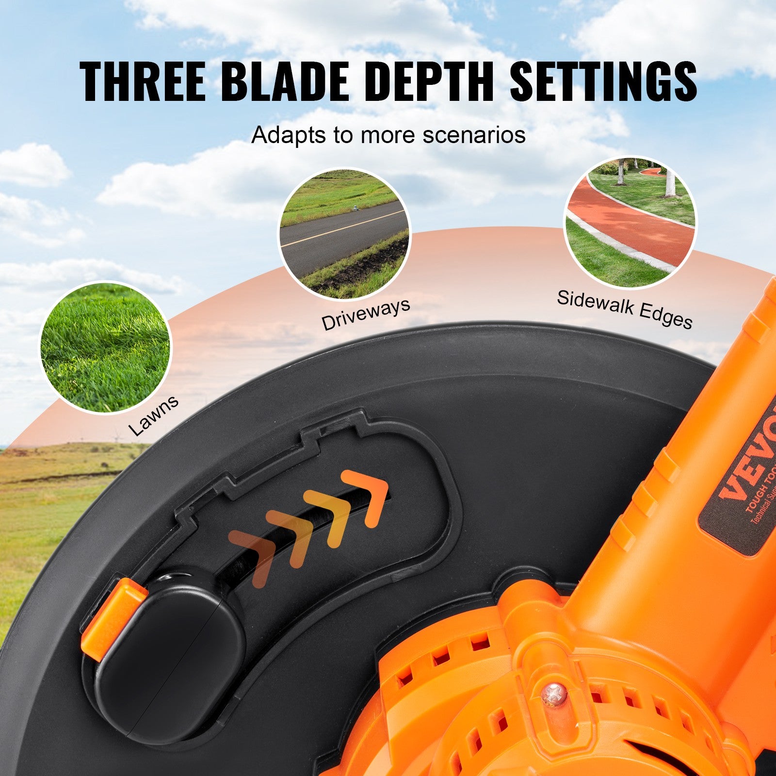 VEVOR Lawn Edger 20 V Battery Powered Cordless Edger 9" Blade 3-Position Depth