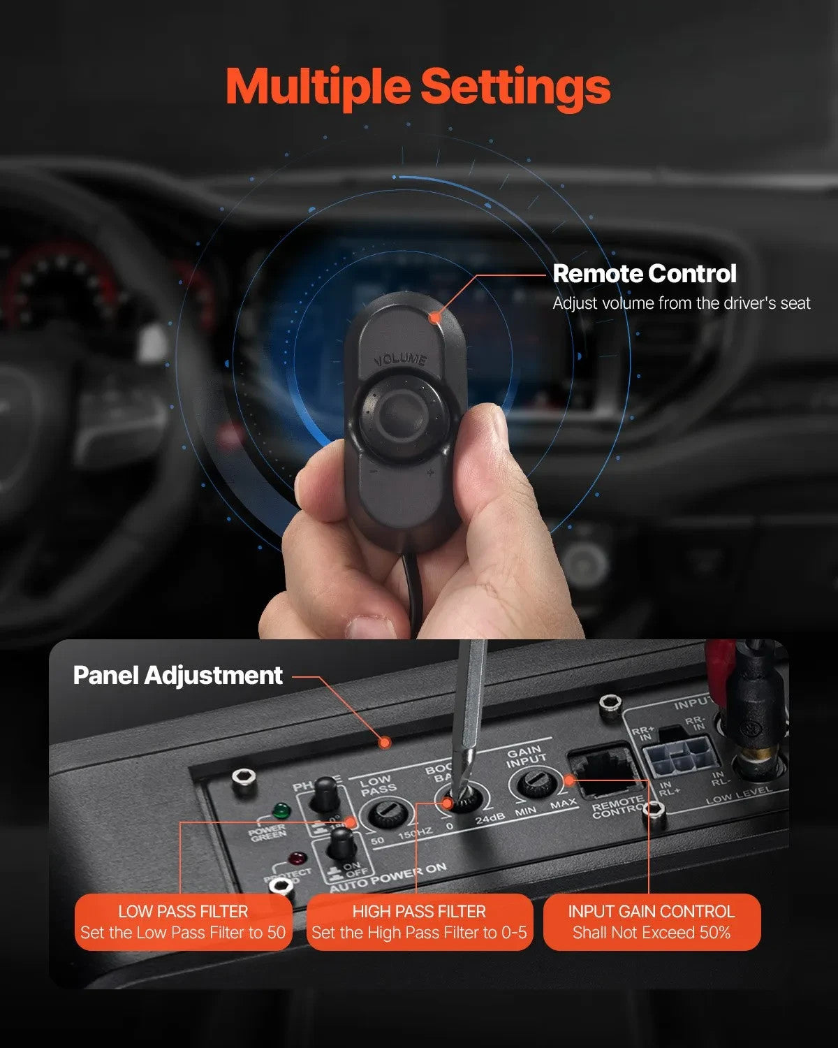 10" 400W Peak Under Seat Car Subwoofer - Slim Powered Car/Truck Subwoofer System