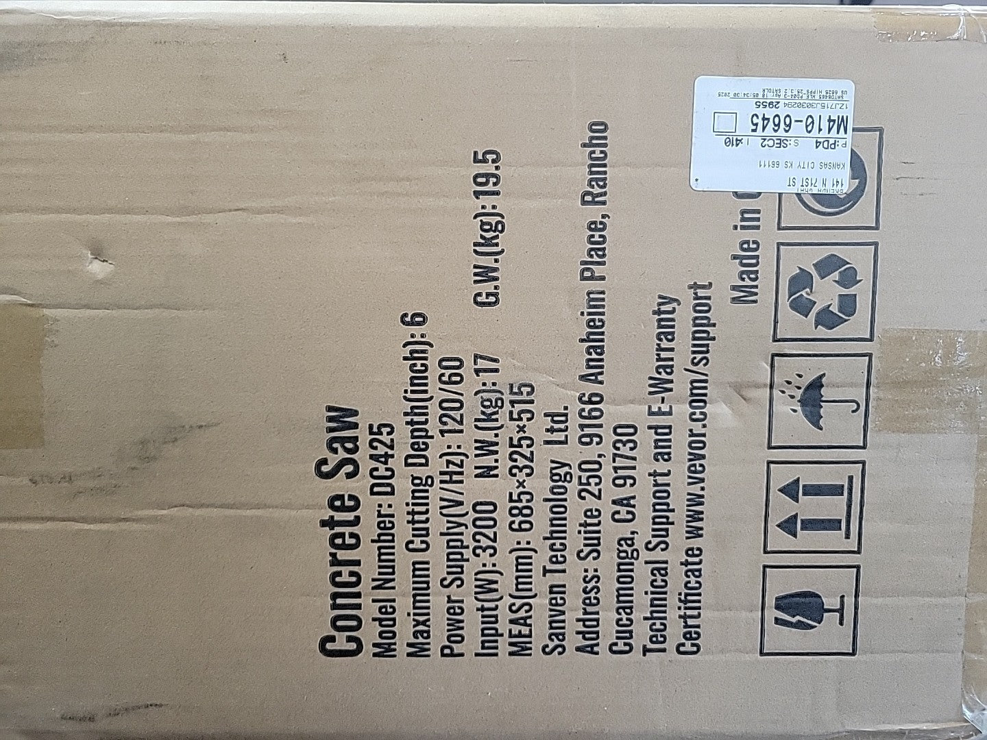 3200 W Motor Circular Saw Cutter with Max. 6 in Adjustable Cutting Depth, Wet Di