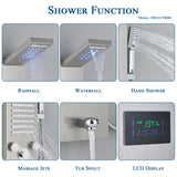 LED Shower Panel Tower Massage System Rain&Waterfall Jets Faucet Stainless Steel