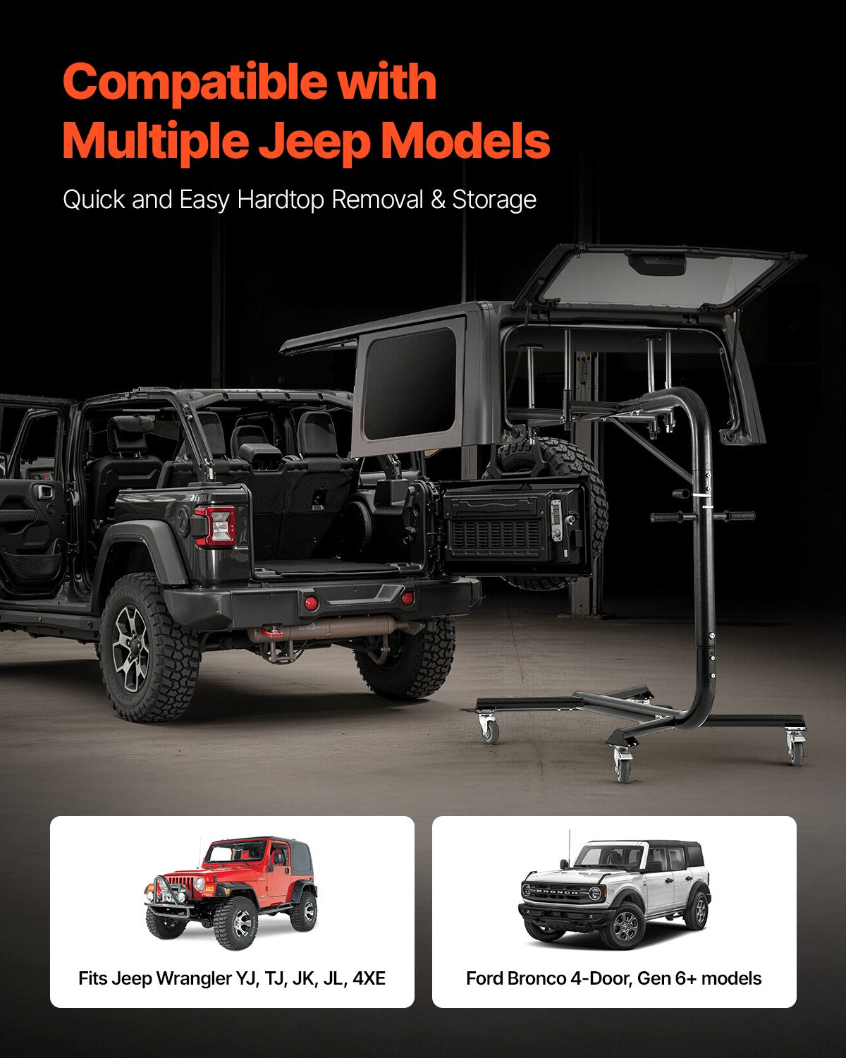 VEVOR Hard Top Removal Lift for Jeep Wranglers YJ TJ JK JL & 4XE Ford Bronco