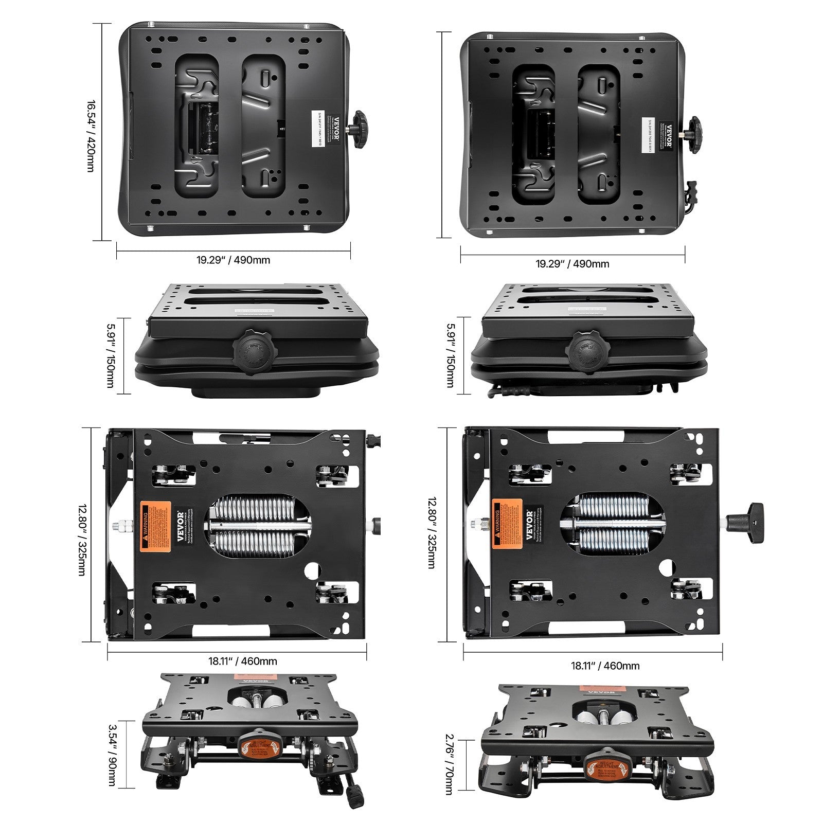 VEVOR Universal Seat Suspension Kit for Lawn Mower Skid Steer Forklift Tractor