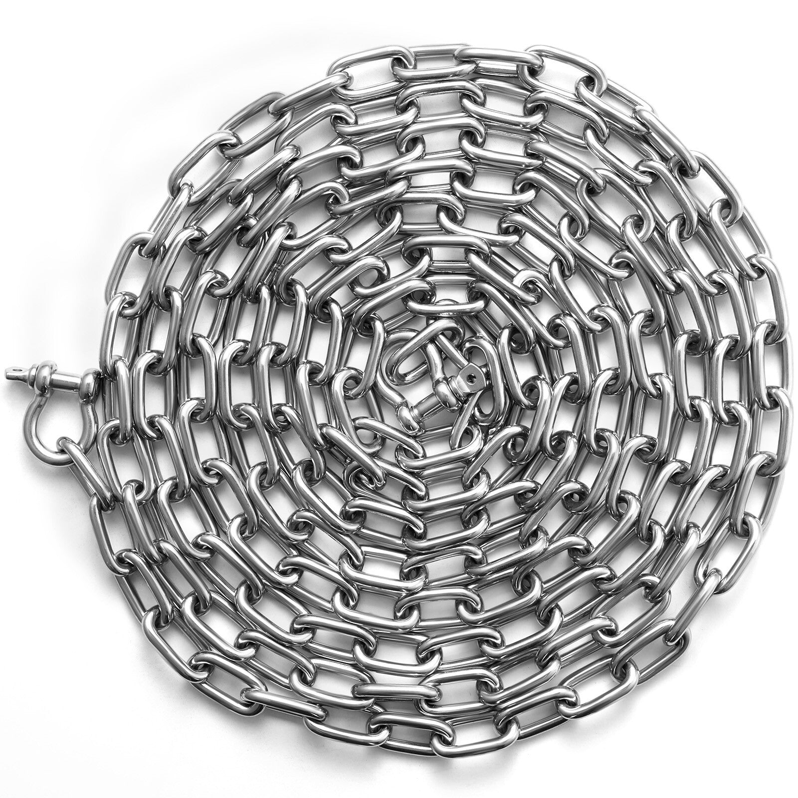 VEVOR 20 ft Anchor Boat Chain 5/16" 316 Stainless Steel with Two Shackles