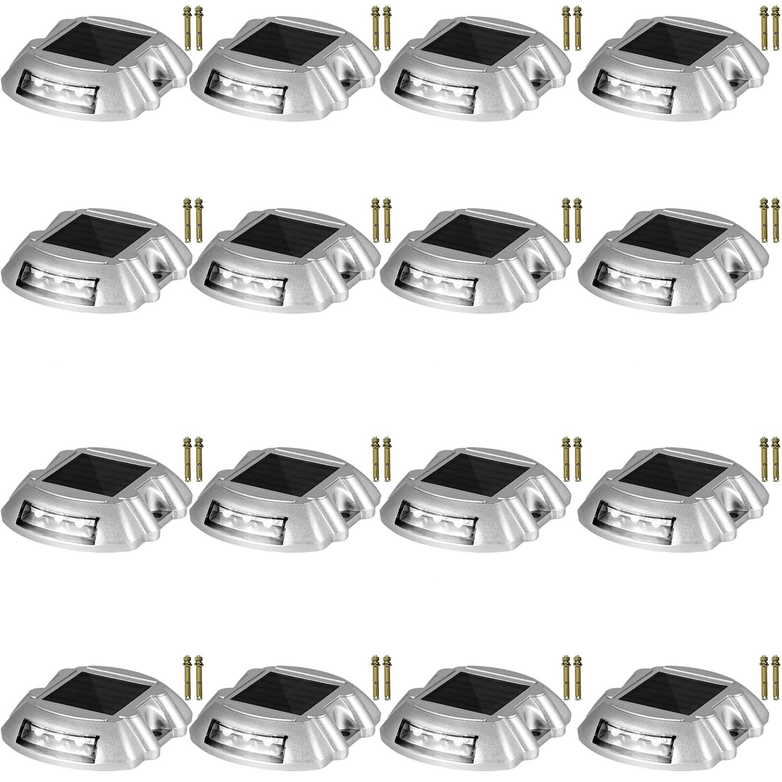 VEVOR 16pcs Solar Driveway Lights 6 LED White Light for Path Step Dock Deck IP68