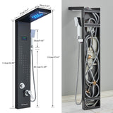 LED Shower Panel Tower Massage System Rain&Waterfall Jets Faucet Stainless Steel