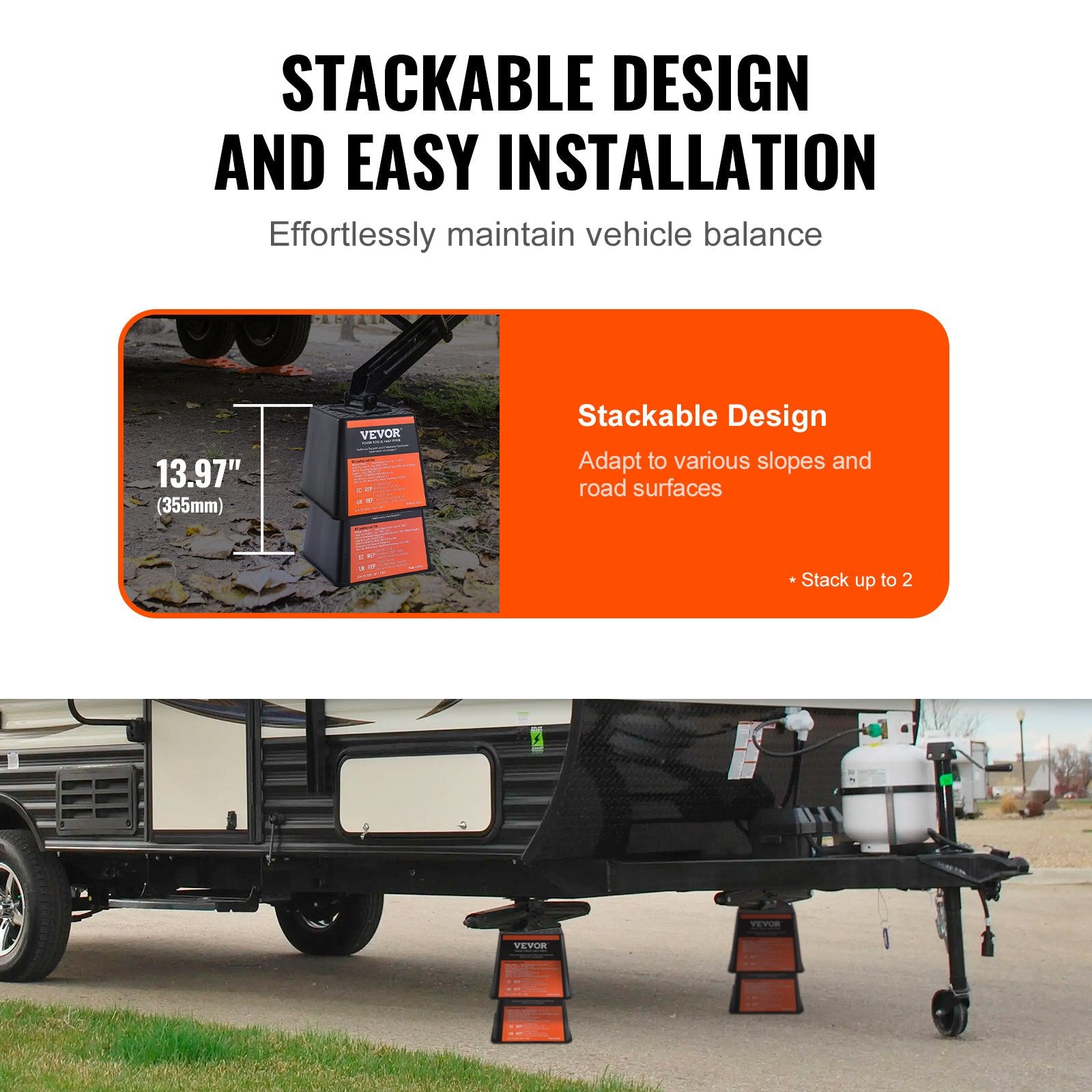 Trailer Jack Block, 6000 lbs Capacity per RV Leveling Block, 4-Pack