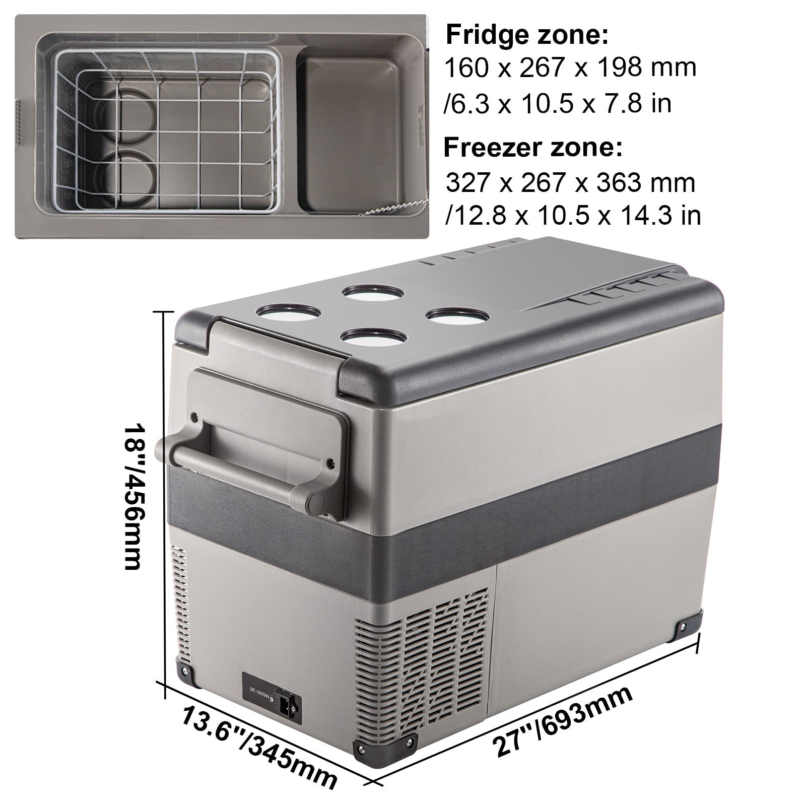 Car Fridge Freezer Cooler 47.5QT Portable Compressor 45L Mini Refrigerator Home