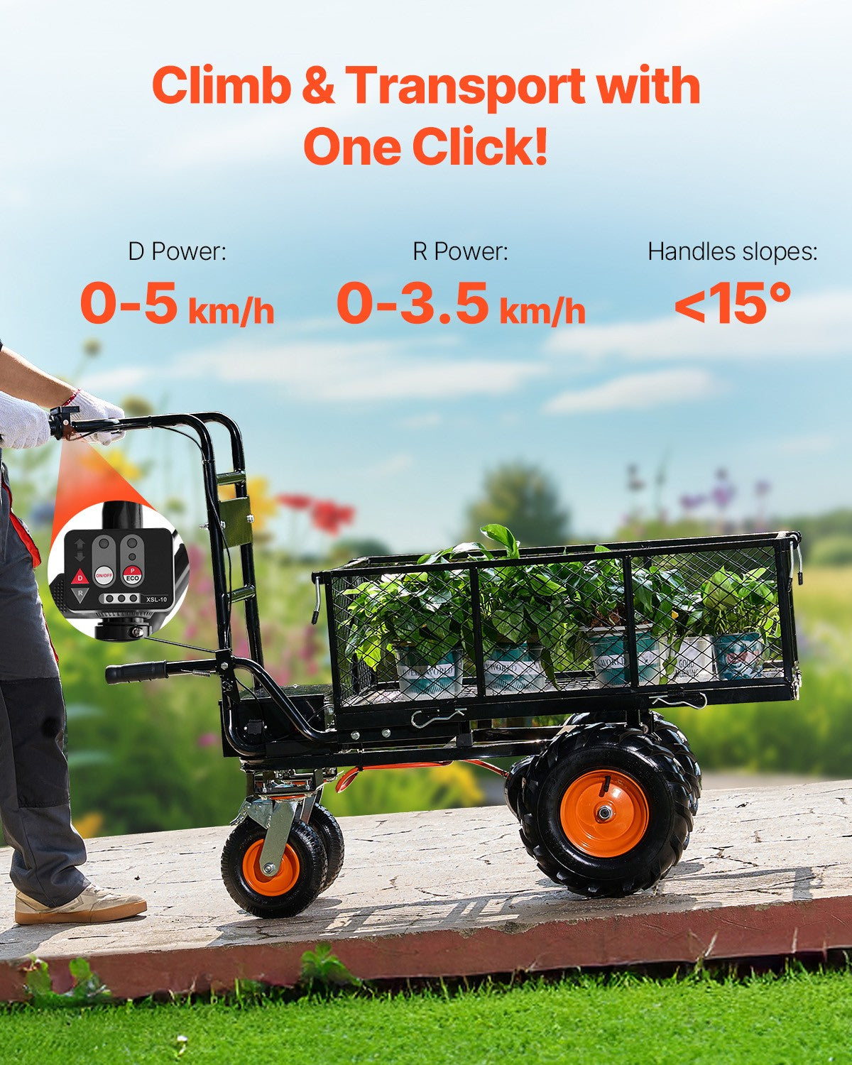 Electric Utility Cart 660lbs Capacity Power Wagon 36V 432W Wheelbarrow