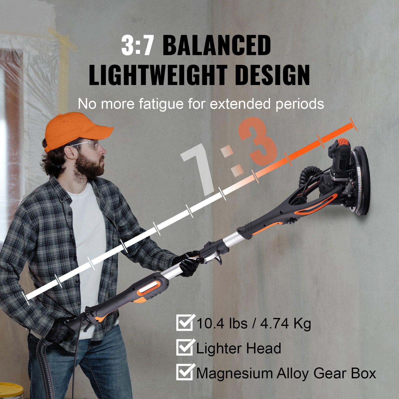 Uimoso Drywall Sander 900W Brush Motor 800-1800RPM Variable Speed & Self-Suction