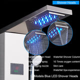 LED Shower Panel Tower Massage System Rain&Waterfall Jets Faucet Stainless Steel