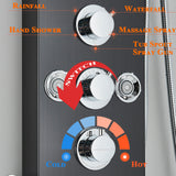LED Shower Panel Tower Massage System Rain&Waterfall Jets Faucet Stainless Steel