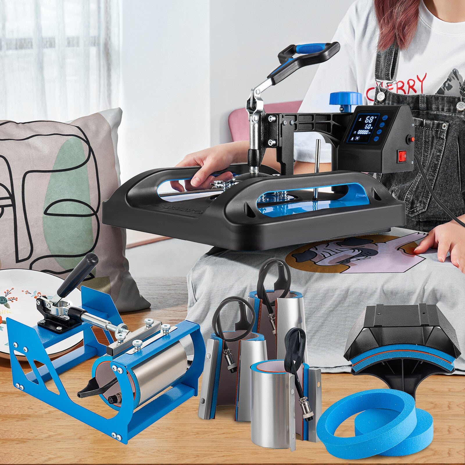 8IN1 Heat Press Machine 15"x15" Transfer Sublimation T-Shirt Mug Plate Hat