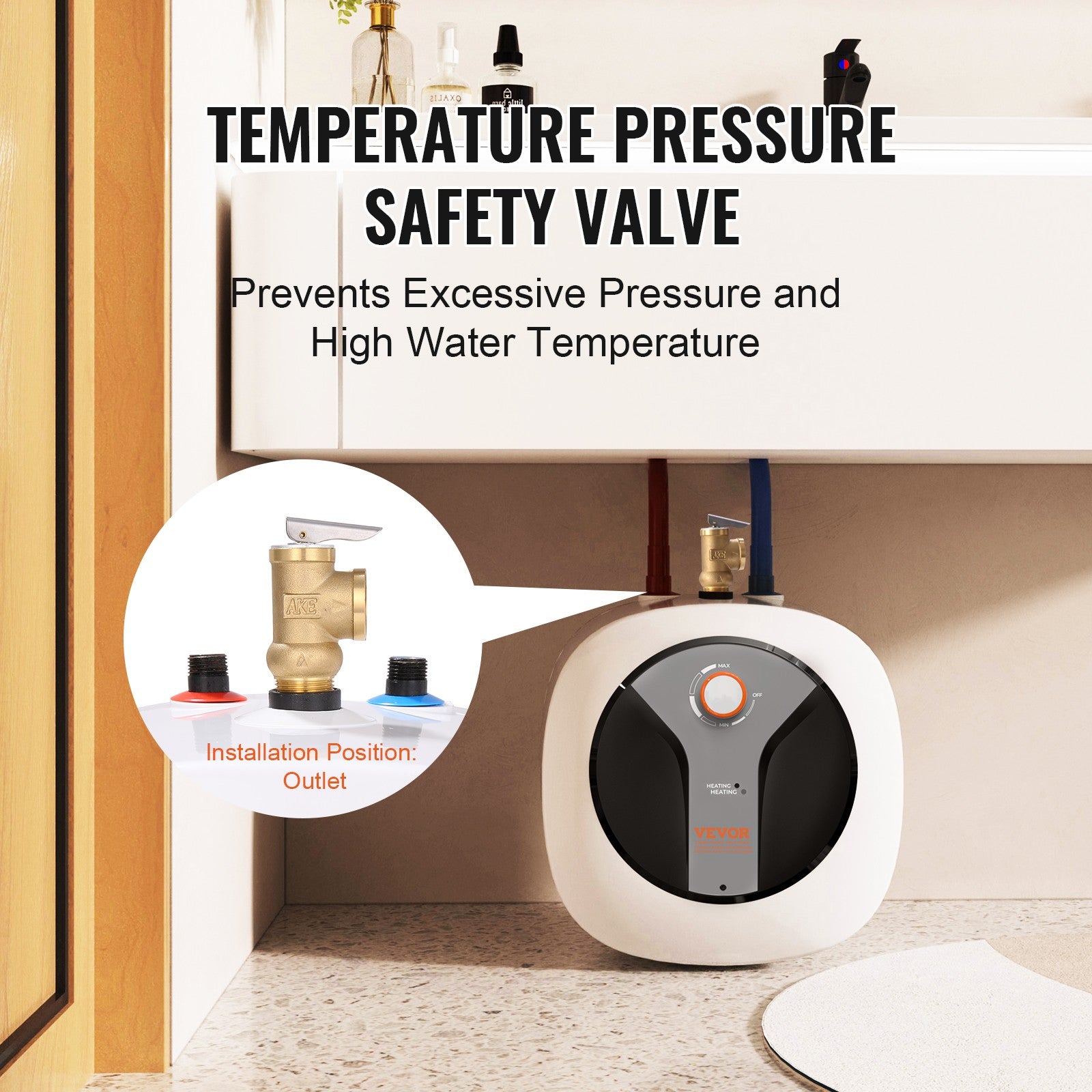 VEVOR 4 gal. Electric Mini Tank Hot Water Heater Shower Compact Storage Upgrade