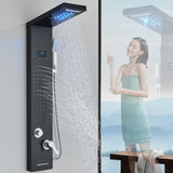 LED Shower Panel Tower Massage System Rain&Waterfall Jets Faucet Stainless Steel