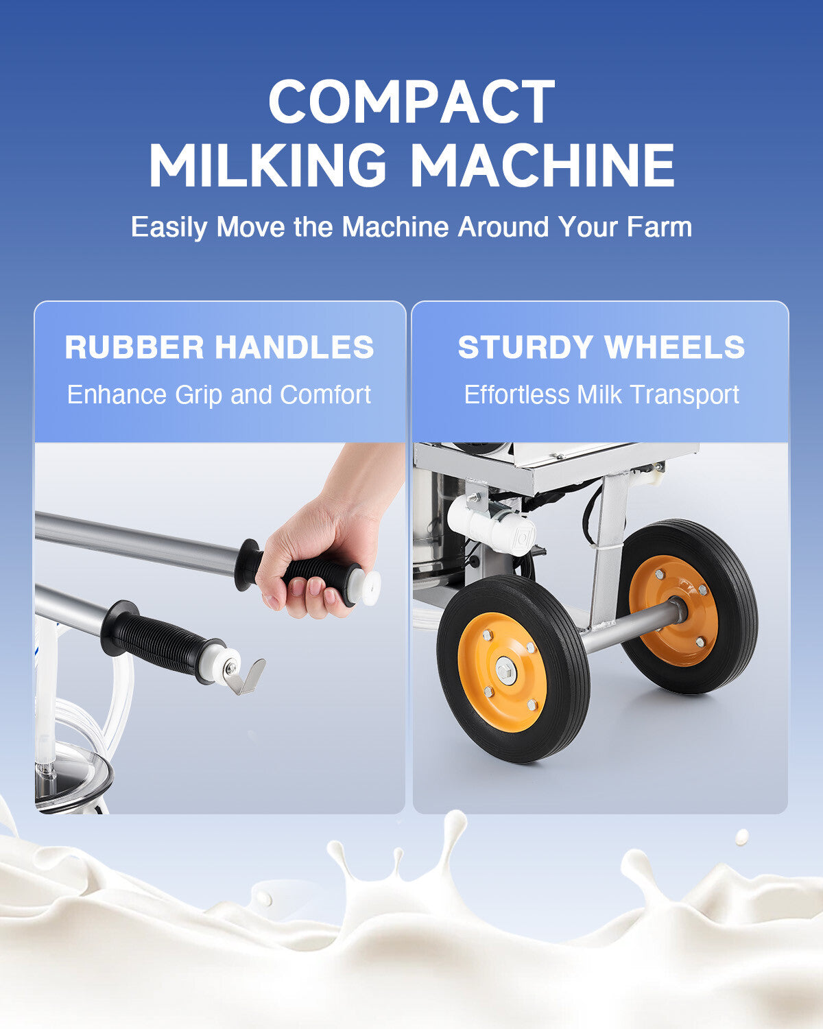 CREWORKS 25L Electric Milking Machine Farm Cow Milk Machine 304 Stainless Steel