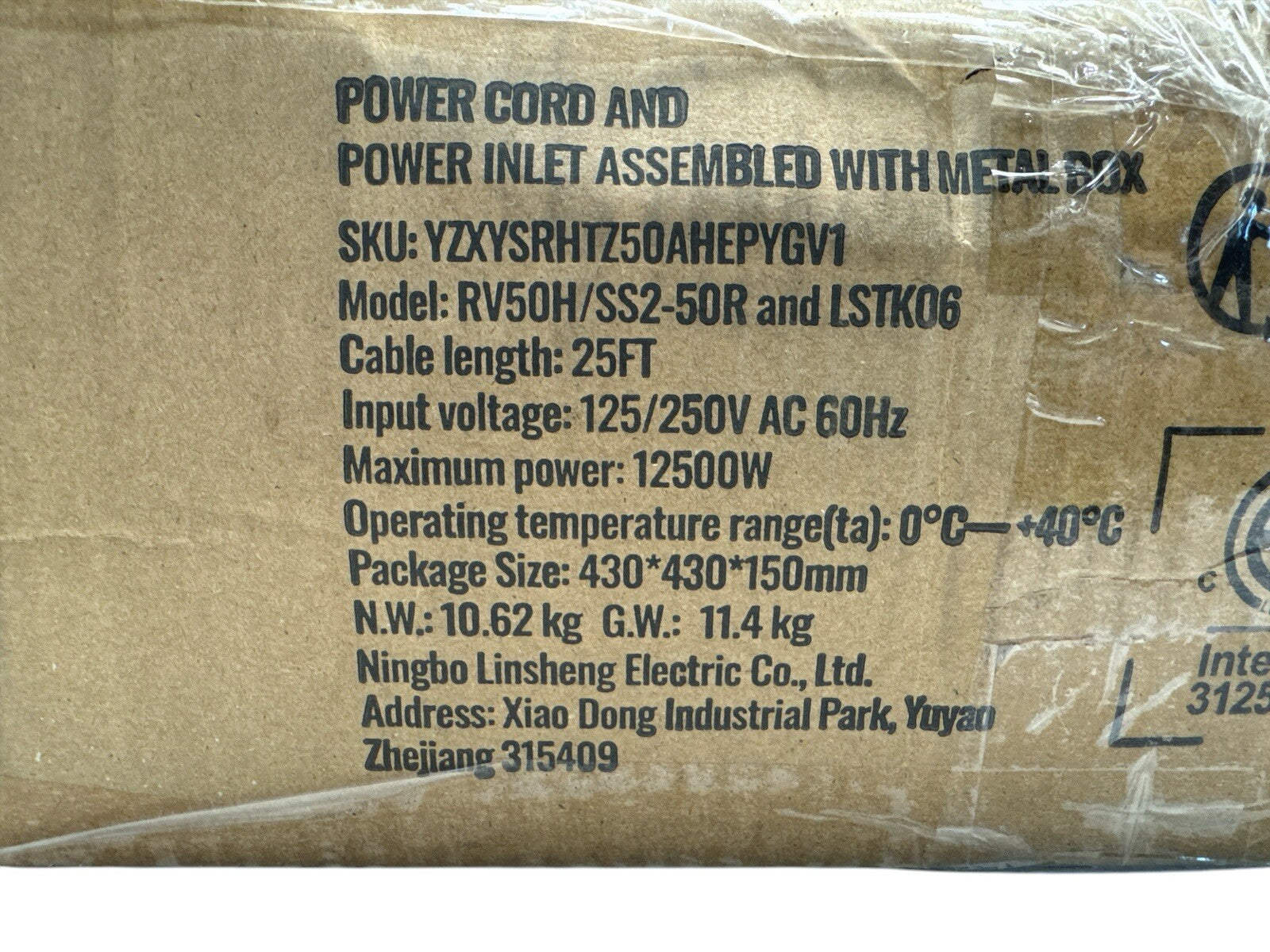Generator RV Cord 50 Amp 25 ft 14-50P SS2-50R w Inlet Box SS2-50P VEVOR OB 115