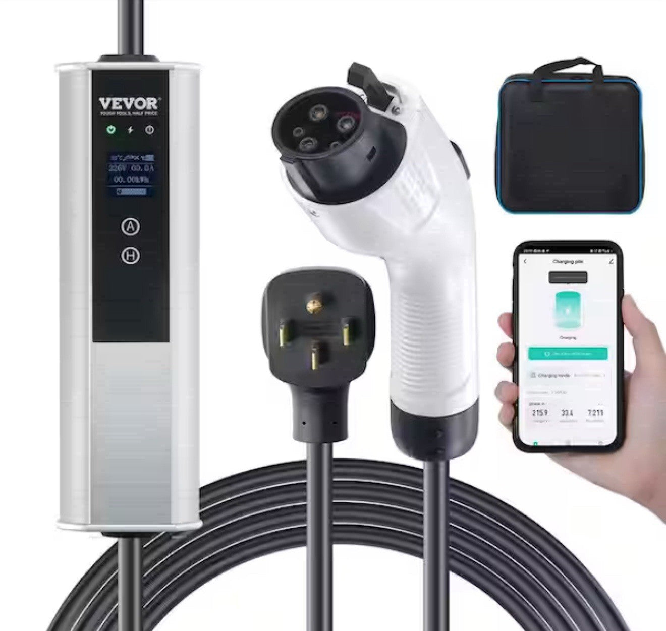 VEVOR Level 2 EV Charger 40A/32A/24A/16A 240V Electric Home EV Charging Station
