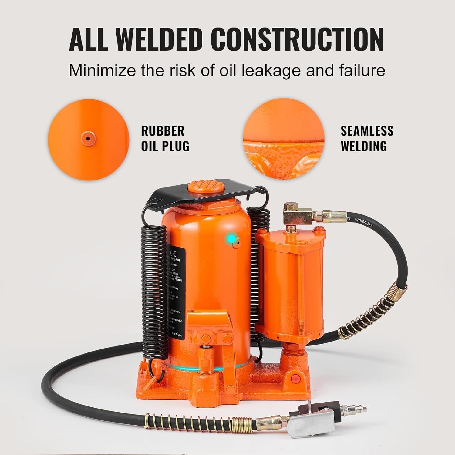 VEVOR Air Hydraulic Bottle Jack, 20 Ton/40000 LBS All Welded Bottle Jack