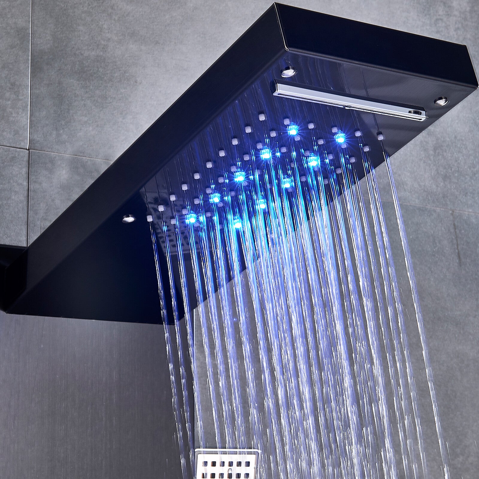 LED Shower Panel Tower Massage System Rain&Waterfall Jets Faucet Stainless Steel