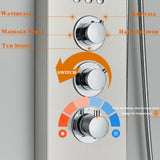 LED Shower Panel Tower Massage System Rain&Waterfall Jets Faucet Stainless Steel