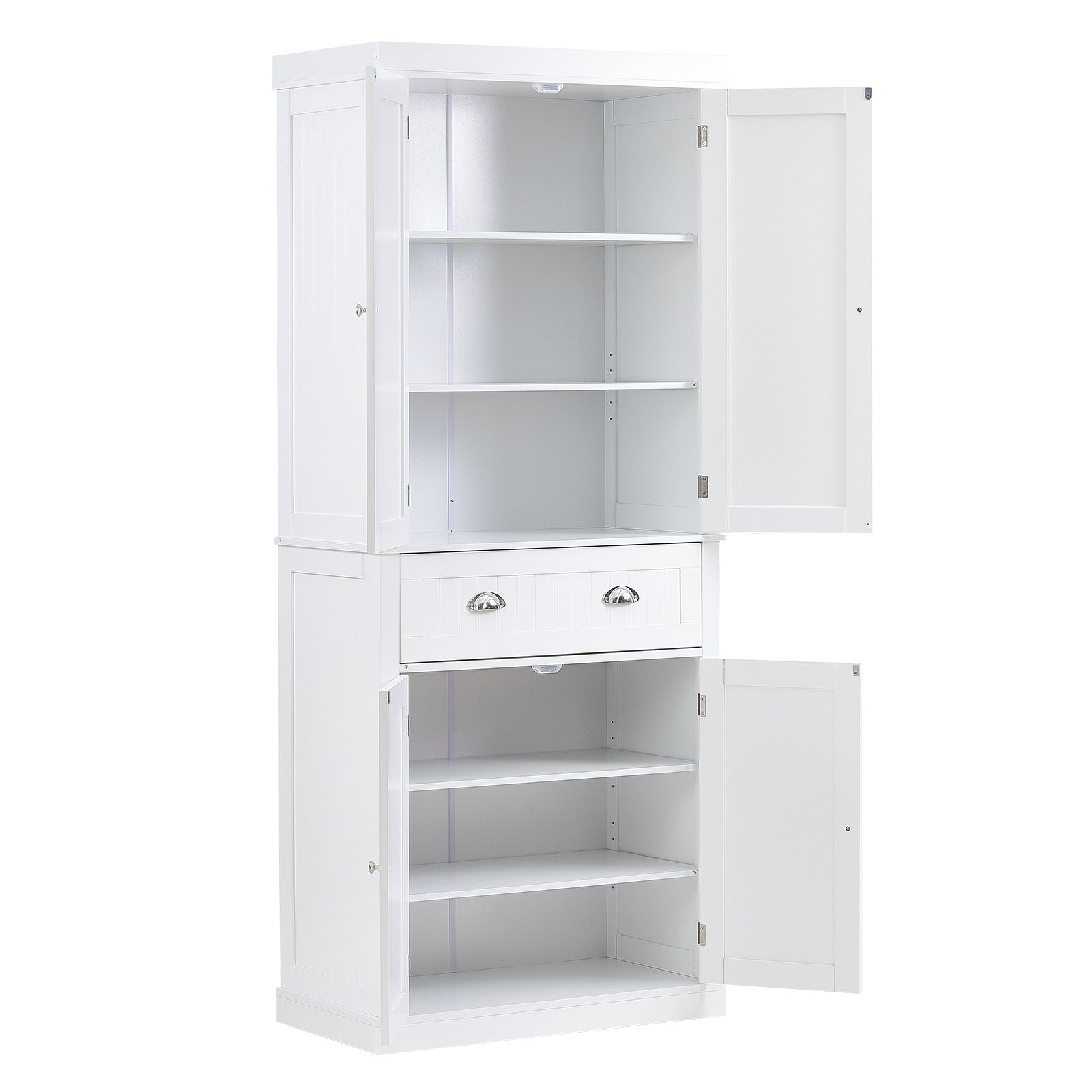 VEVOR 72" Kitchen Pantry Storage Tall Cabinet 4 Doors 3 Adjustable Shelves
