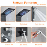 LED Shower Panel Tower Massage System Rain&Waterfall Jets Faucet Stainless Steel