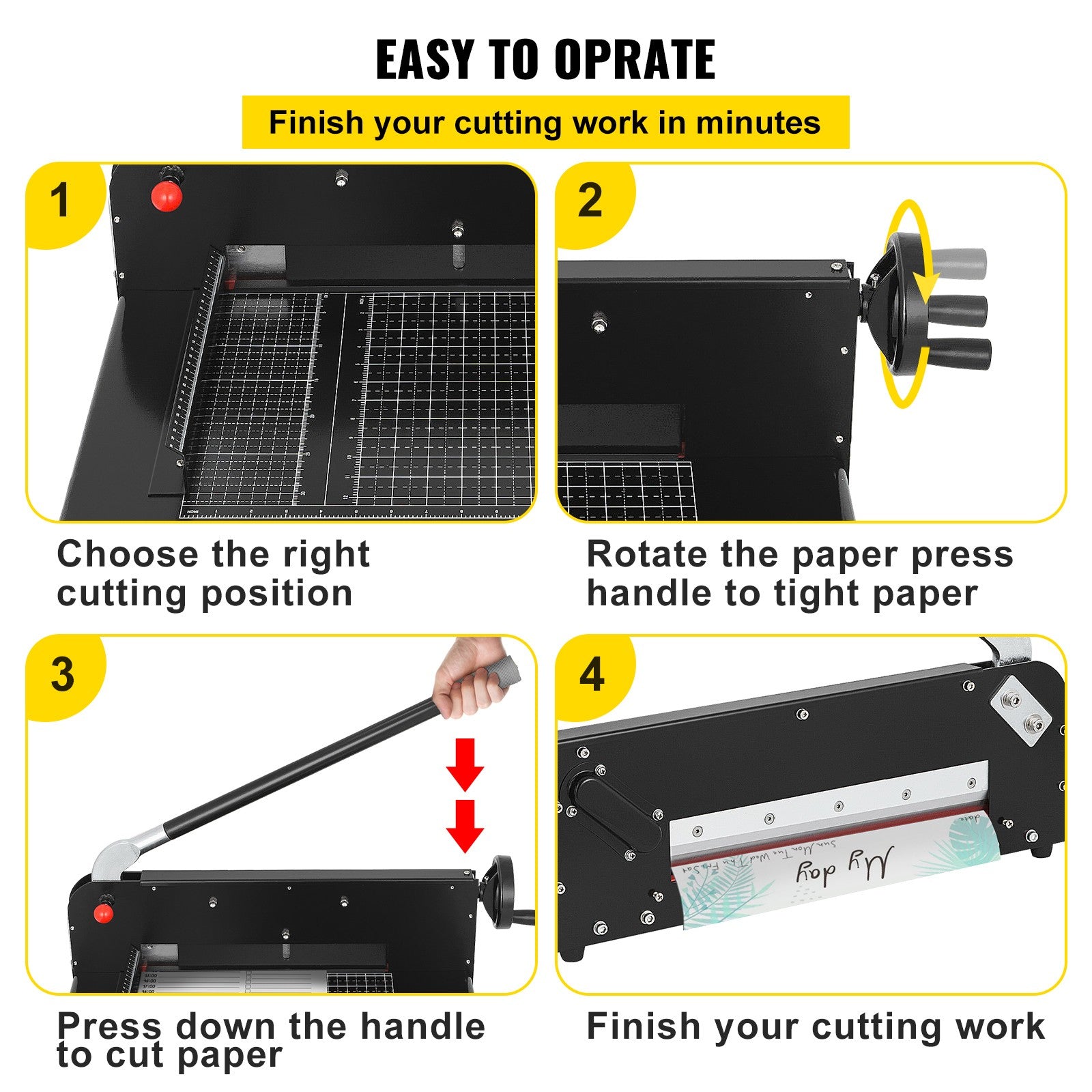 Uimoso 12" Paper Cutter Heavy Duty Guillotine Stack Paper Trimmer Metal Base A4