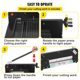 Uimoso 12" Paper Cutter Heavy Duty Guillotine Stack Paper Trimmer Metal Base A4