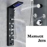 LED Shower Panel Tower Massage System Rain&Waterfall Jets Faucet Stainless Steel