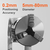 VEVOR Rotary Axis Tool 80mm 3 Jaw Rotary Attachment for Fiber Laser Engraver New
