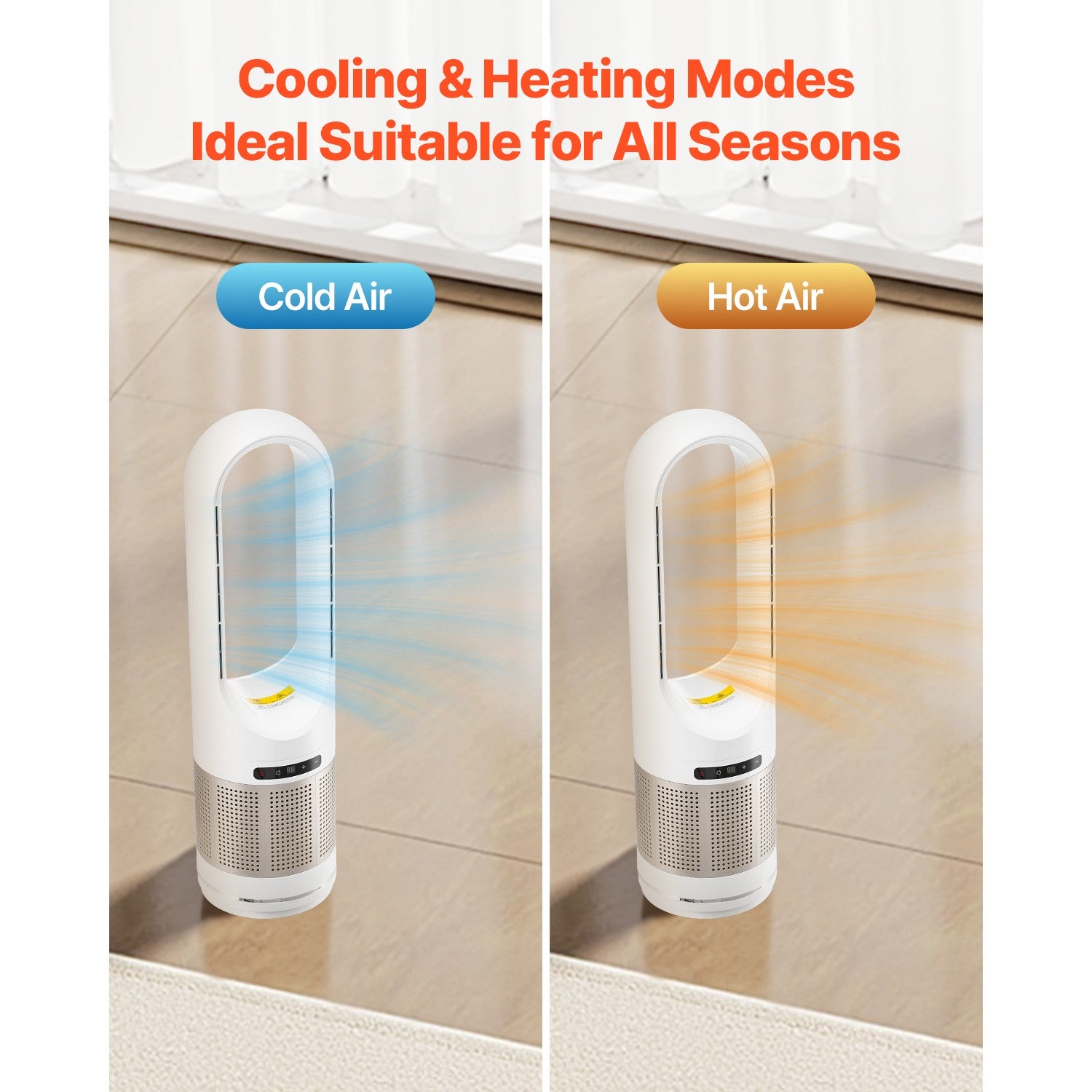 Uimoso 34" Bladeless Tower Fan Oscillating Heat Cooling HEPA Air Purifier Remote