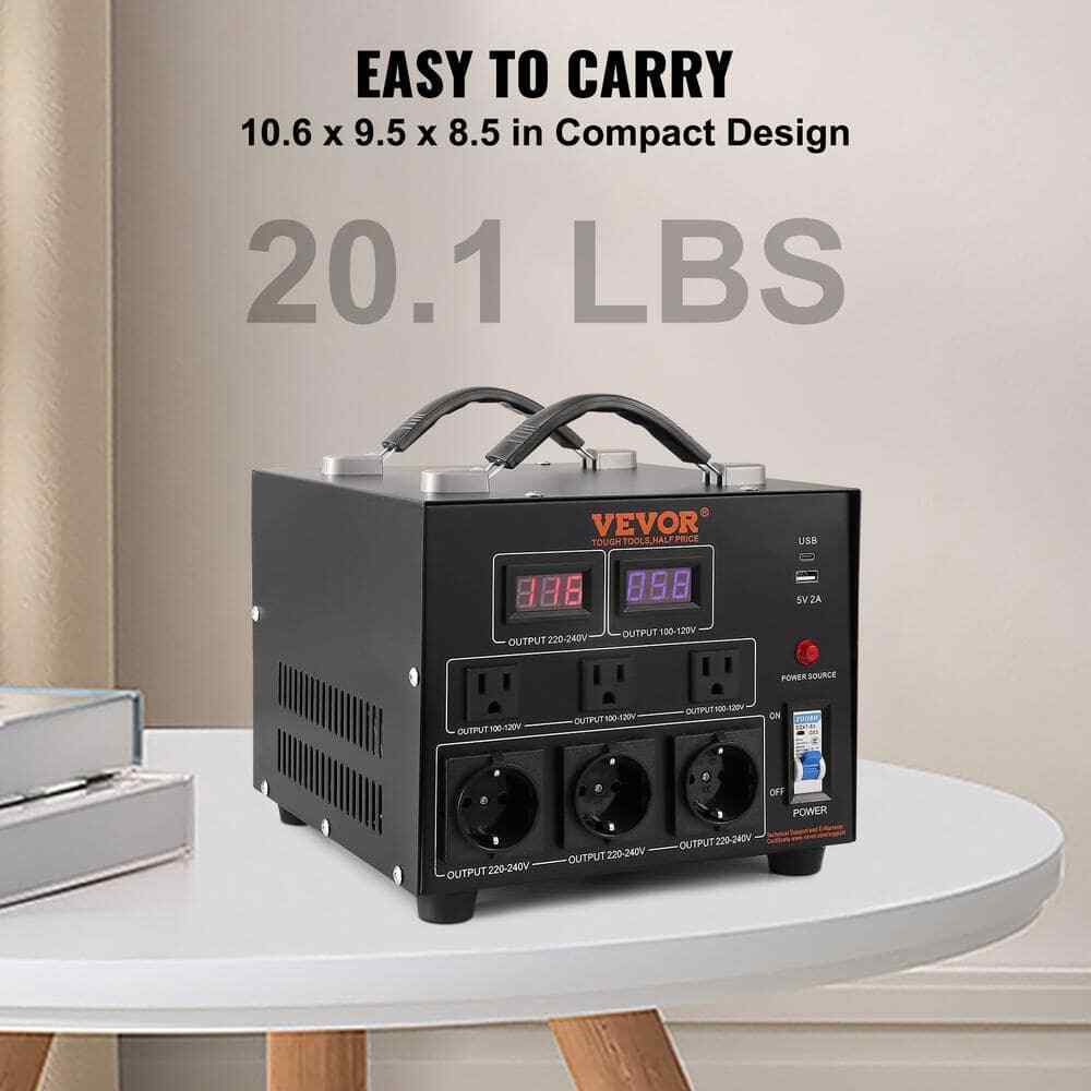 VEVOR 3000W Voltage Converter Transformer Step Up/Down 220V-110V /110V-220V CE