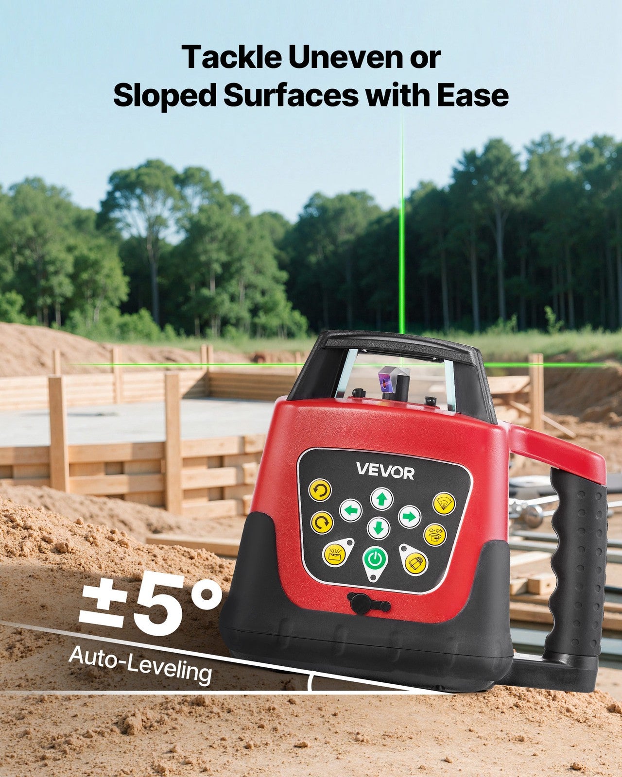 VEVOR 2000ft Rotary Laser Level Kit Self Leveling Green Horizontal with Tripod