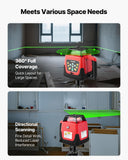 VEVOR 2000ft Rotary Laser Level Kit Self Leveling Green Horizontal with Tripod