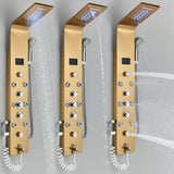 LED Shower Panel Tower Massage System Rain&Waterfall Jets Faucet Stainless Steel