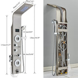 LED Shower Panel Tower Massage System Rain&Waterfall Jets Faucet Stainless Steel