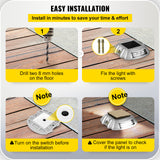 VEVOR 16pcs Solar Driveway Lights 6 LED White Light for Path Step Dock Deck IP68