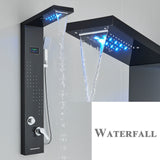 LED Shower Panel Tower Massage System Rain&Waterfall Jets Faucet Stainless Steel