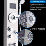 LED Shower Panel Tower Massage System Rain&Waterfall Jets Faucet Stainless Steel