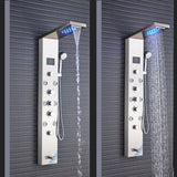 LED Shower Panel Tower Massage System Rain&Waterfall Jets Faucet Stainless Steel