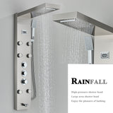 LED Shower Panel Tower Massage System Rain&Waterfall Jets Faucet Stainless Steel