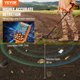 VEVOR Waterproof Metal Detector Professional Rechargeable Gold Detector 12" Coil