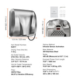 Uimoso 1300W Hand Dryer Commercial Automatic High Speed Stainless Steel