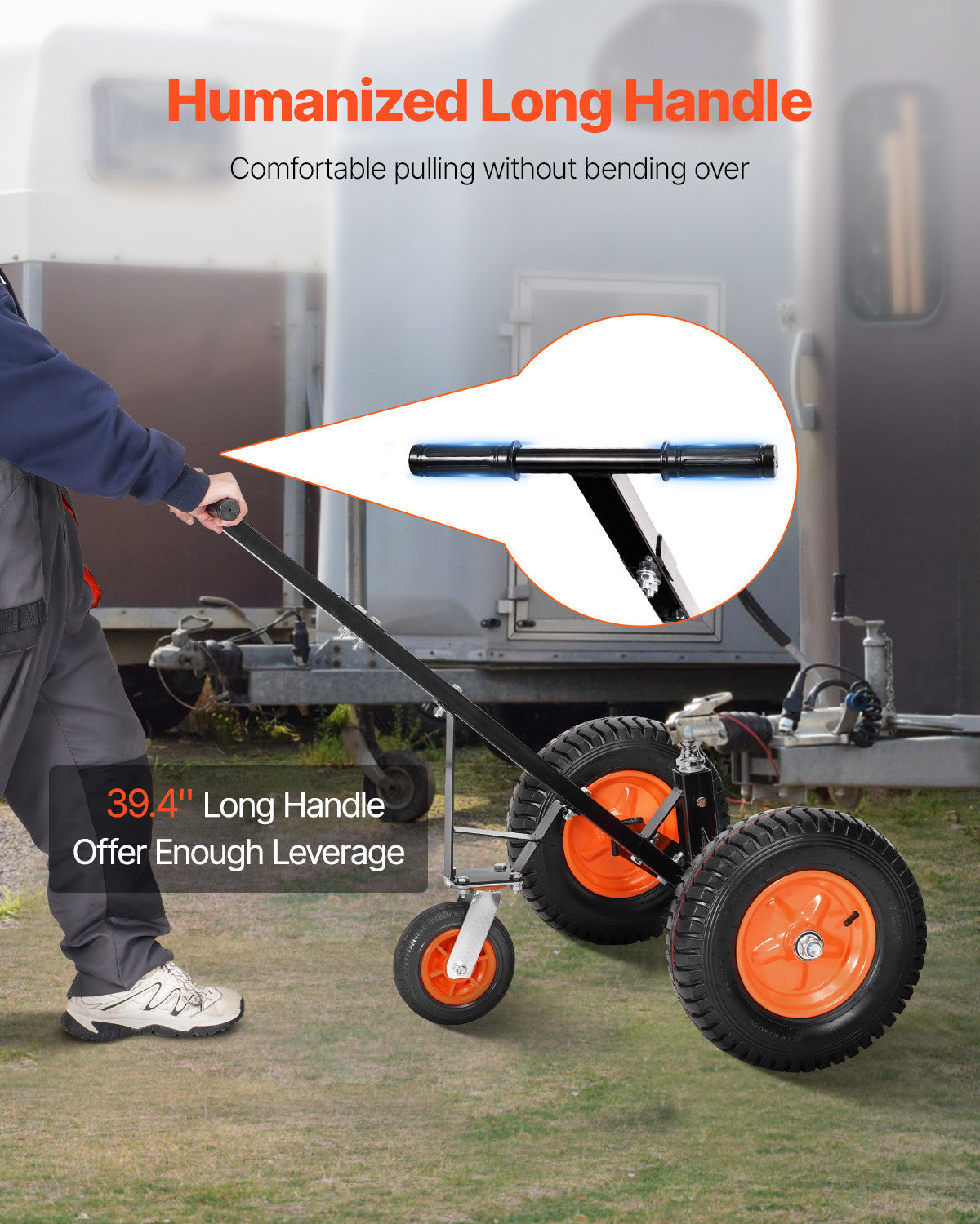 VEVOR 1200lbs Trailer Dolly 18 and 22 in Adjustable Height 2 in Ball