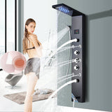 LED Shower Panel Tower Massage System Rain&Waterfall Jets Faucet Stainless Steel