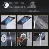 LED Shower Panel Tower Massage System Rain&Waterfall Jets Faucet Stainless Steel