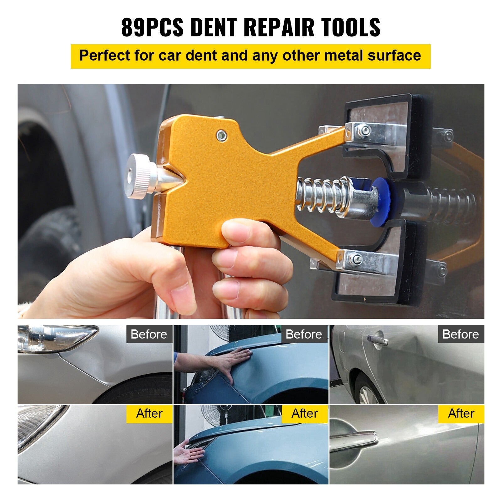 VEVOR 89Pcs Paintless Dent Removal Puller Stainless Steel Tool Dent Repair Rods