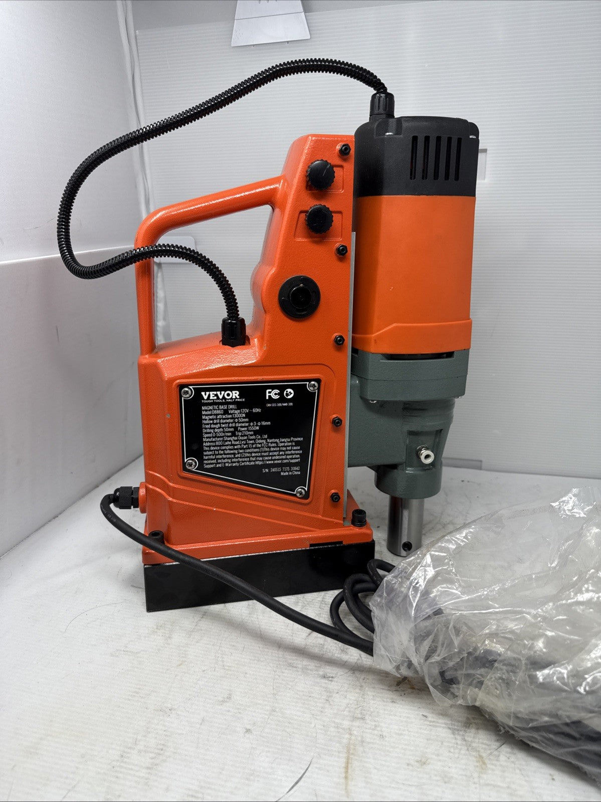 Magnetic Drill 1550W 2922 lbf Mag Drill Press 2 in Boring Diameter 0-500 RPM